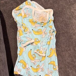 Little Sleepies Banana Print Kids Pajama Set - Blue and Yellow
